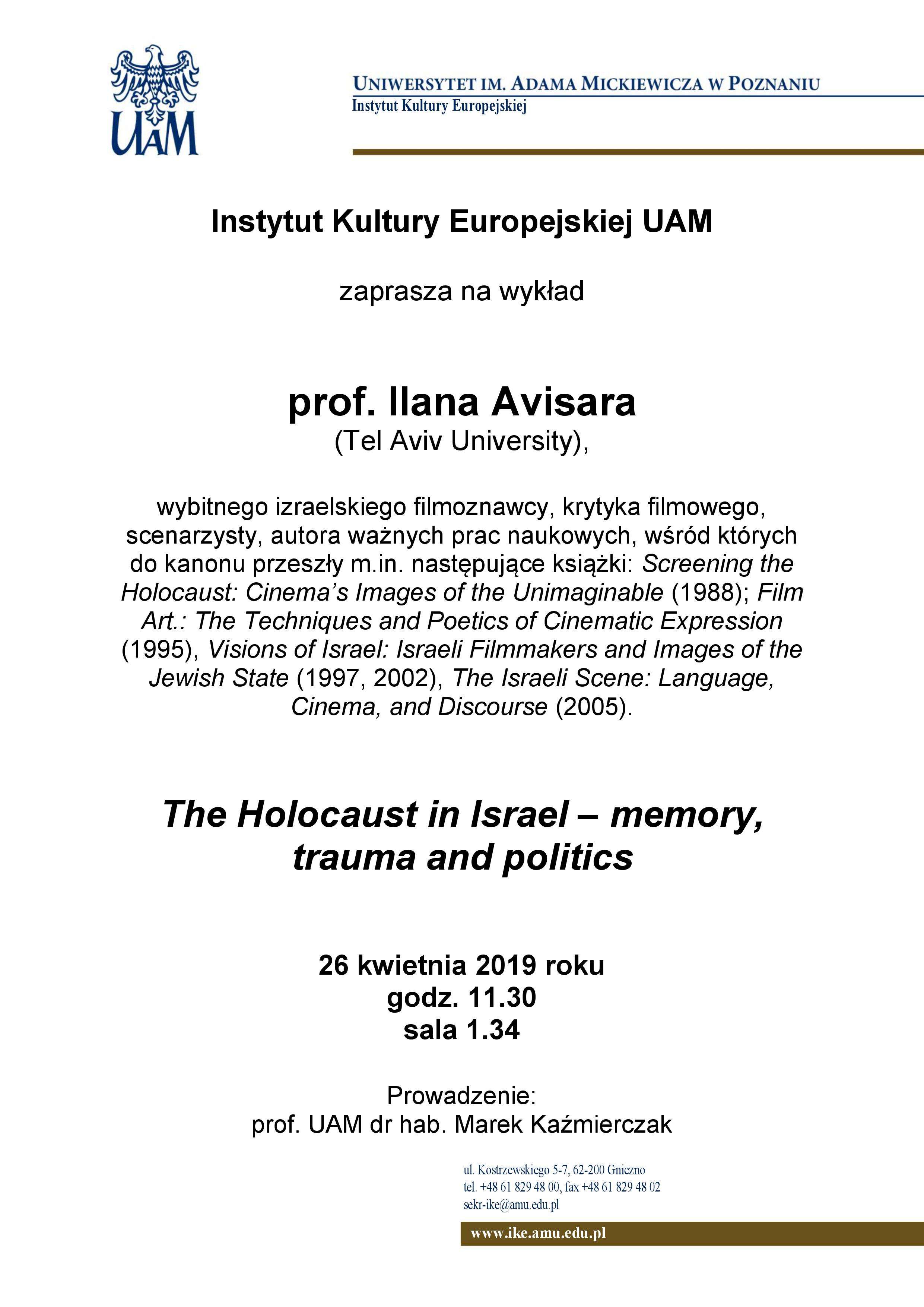 Wykład prof. Ilana Avisara (Tel Aviv University) – 26 kwietnia 2019 o godz. 11.30